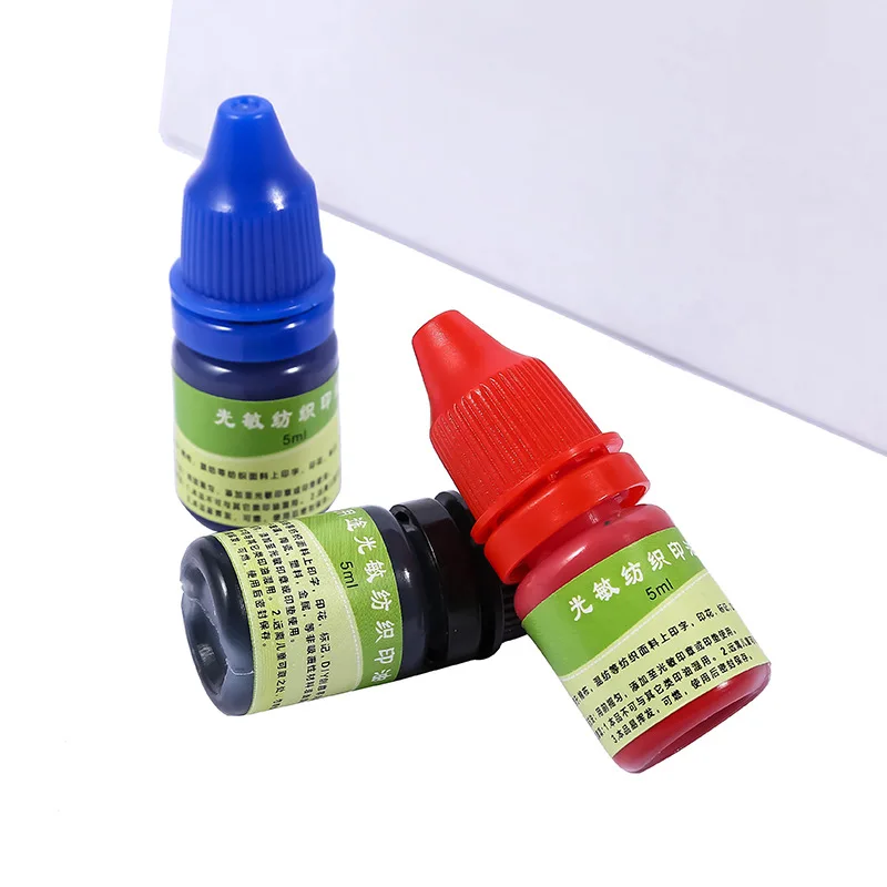 10ml DIY Fabric Textile Seal Stamp Printing Oil Refill Ink Photosensitive Clothes Stamp Wood Metal Paper Plastic Multi-Color ﻿