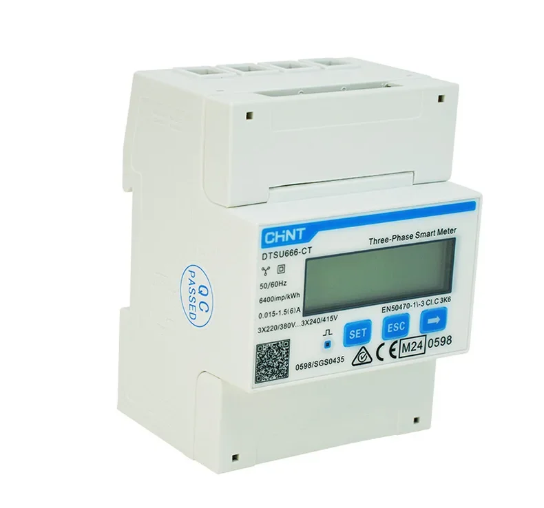 

CHINT Three Phase Digital Display Energy Meter 220/380v 1.5(6)A Guide Table 4p Kunlun Rail Meter