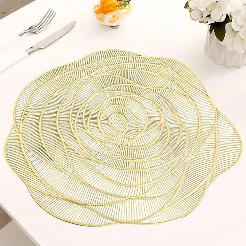 Luxuoso Rose Design PVC Placemat, Esteira De Mesa À Prova D' Água, Forma Irregular Criativa, Decoração De Casa, Acessório De Jantar Confiável