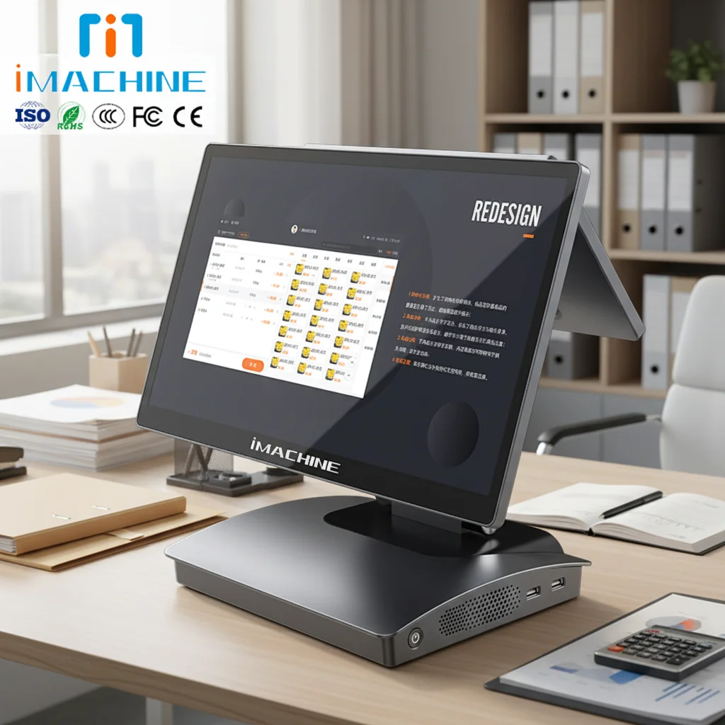 

IMachine A2 15.6 Inch 10/11 All-in-One Desktop Touch Screen POS Terminal Metal Supply Restaurant Cash Register System