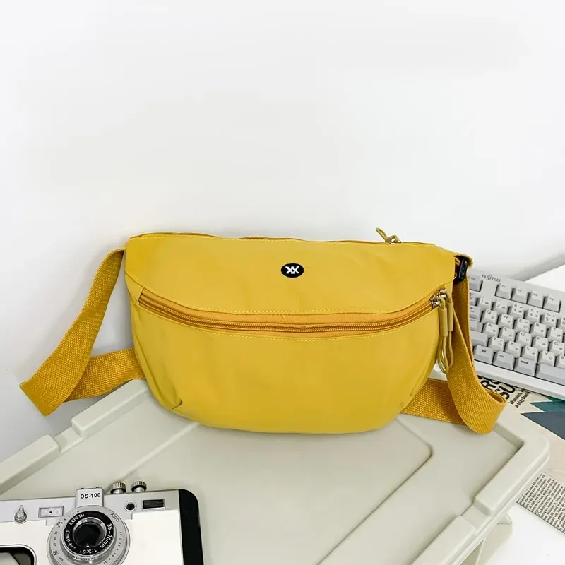 2024 New Nylon Zipper Waist Packs Solid Color Simple Neutral Style Casual Chest Bag Soft Versatile Commuter Crossbody Bag