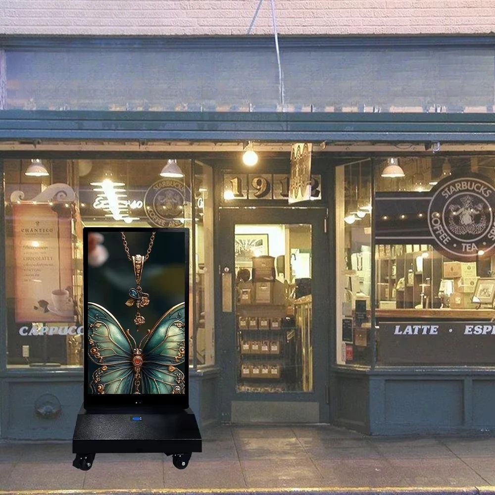 Double Side Android OS 2000Nits Battery Powered Outdoor Digital Signage and Displays Movable Advertising Screen