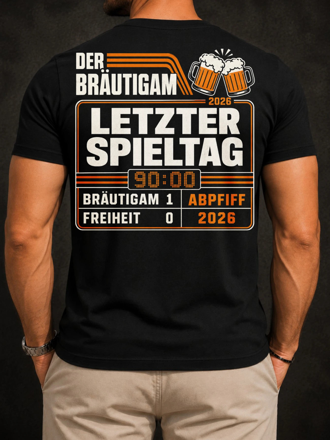 Orange Groom Final Score Tee German groom finalgame scoreboard beer and 90 minute match text  Unisex All T-Shirt