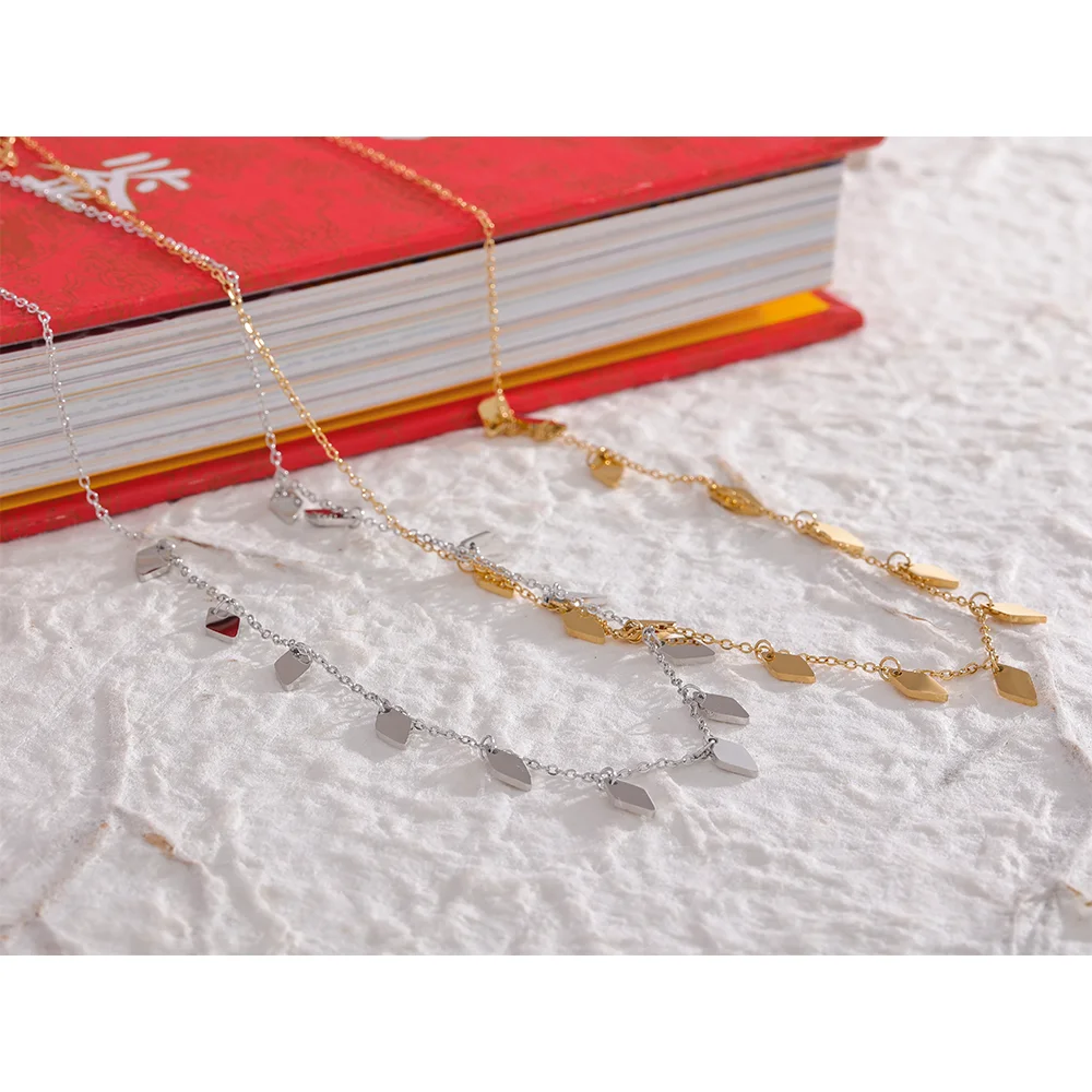 Yhpup déclaration losange chaîne goutte en acier inoxydable collier étanche pour les femmes inoxydable couleur or charme Chic bijoux
