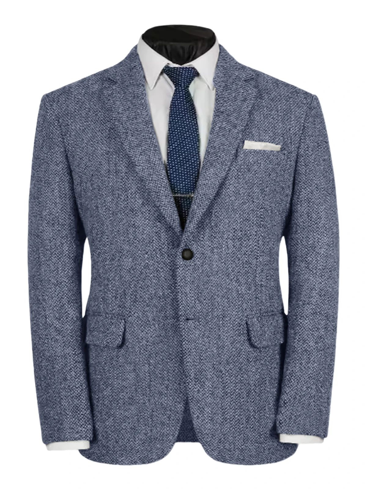 بدلة رجالية سترة رمادية للحفلات الراقصة البدلات الرسمية متعرجة من الصوف التويد سترة رسمية واحدة الصدر لحفلات الزفاف (معطف فقط)