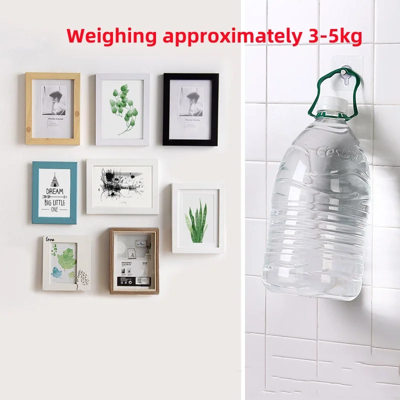 خطاف ذاتي اللصق، إطار صورة لاصق قوي، خطافات أظافر شفافة، شماعات جدارية سلسة، حامل ملصق حائط على مدار الساعة