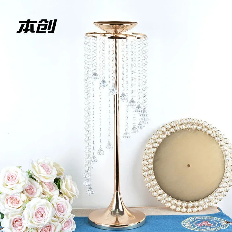 creative-electroplated-gold-road-guide-simulation-flower-vase-wrought-iron-crystal-candlestick-wedding-props-decorative-ornament