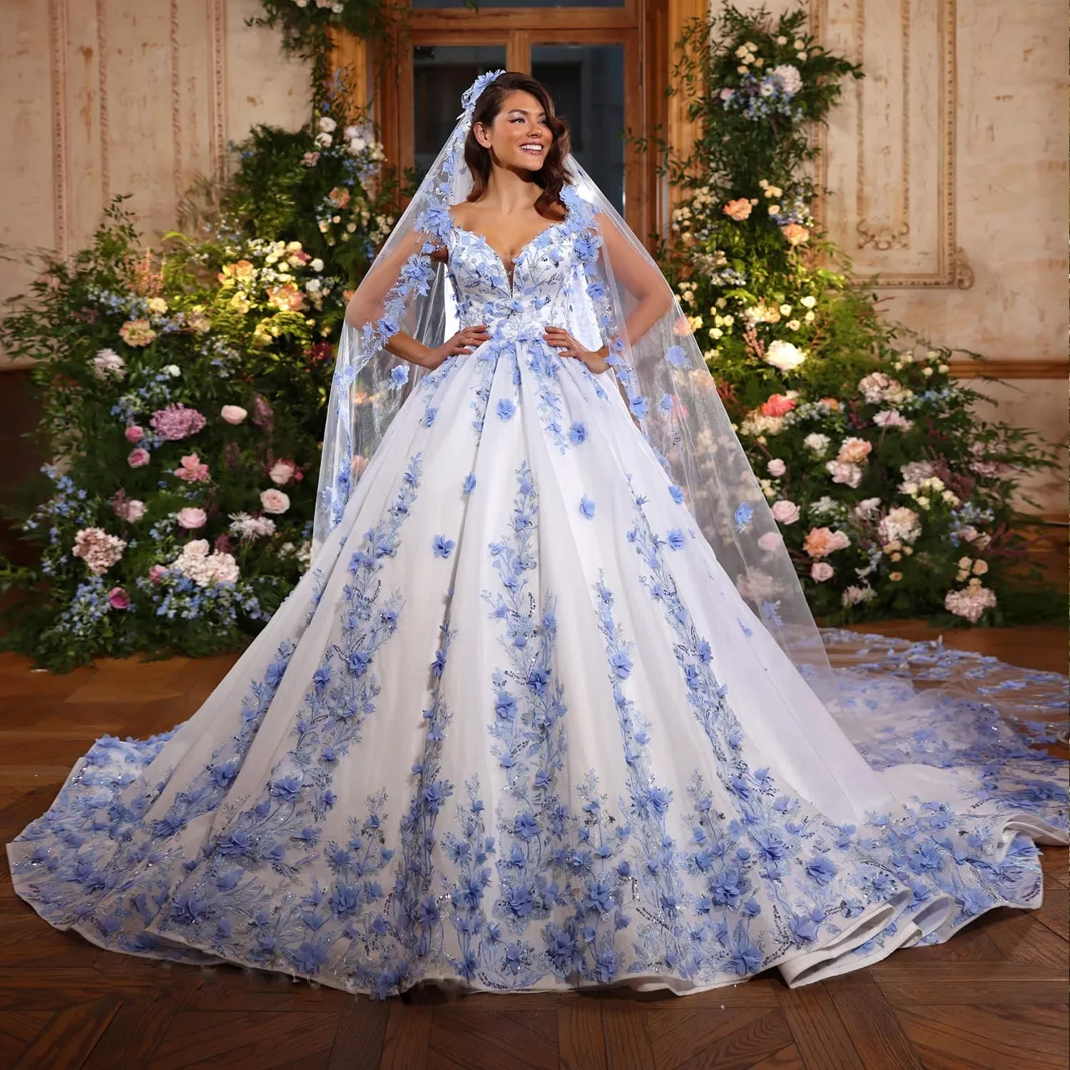 

Vintage Sweetheart Leader Bridal Ball Dress Handmade flowers Wedding Dress Luxury A-line Fluffy Bride Dress Customized