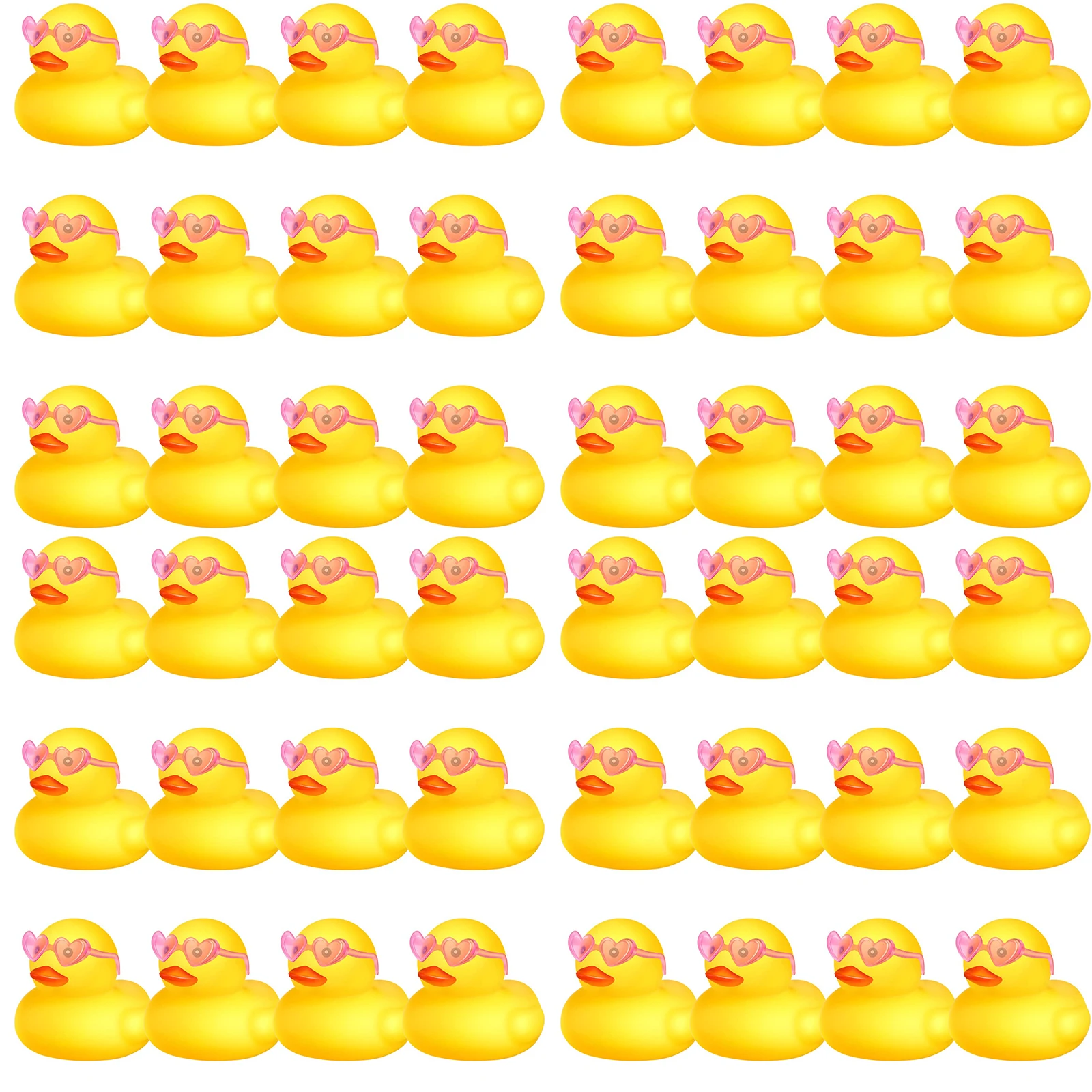 1-100pc Mini Orange Rubber Ducks Set in Bulk with Sunglasses Float Squeak Tiny  Rubber Duck Toy for Kids Party Birthday Supplies