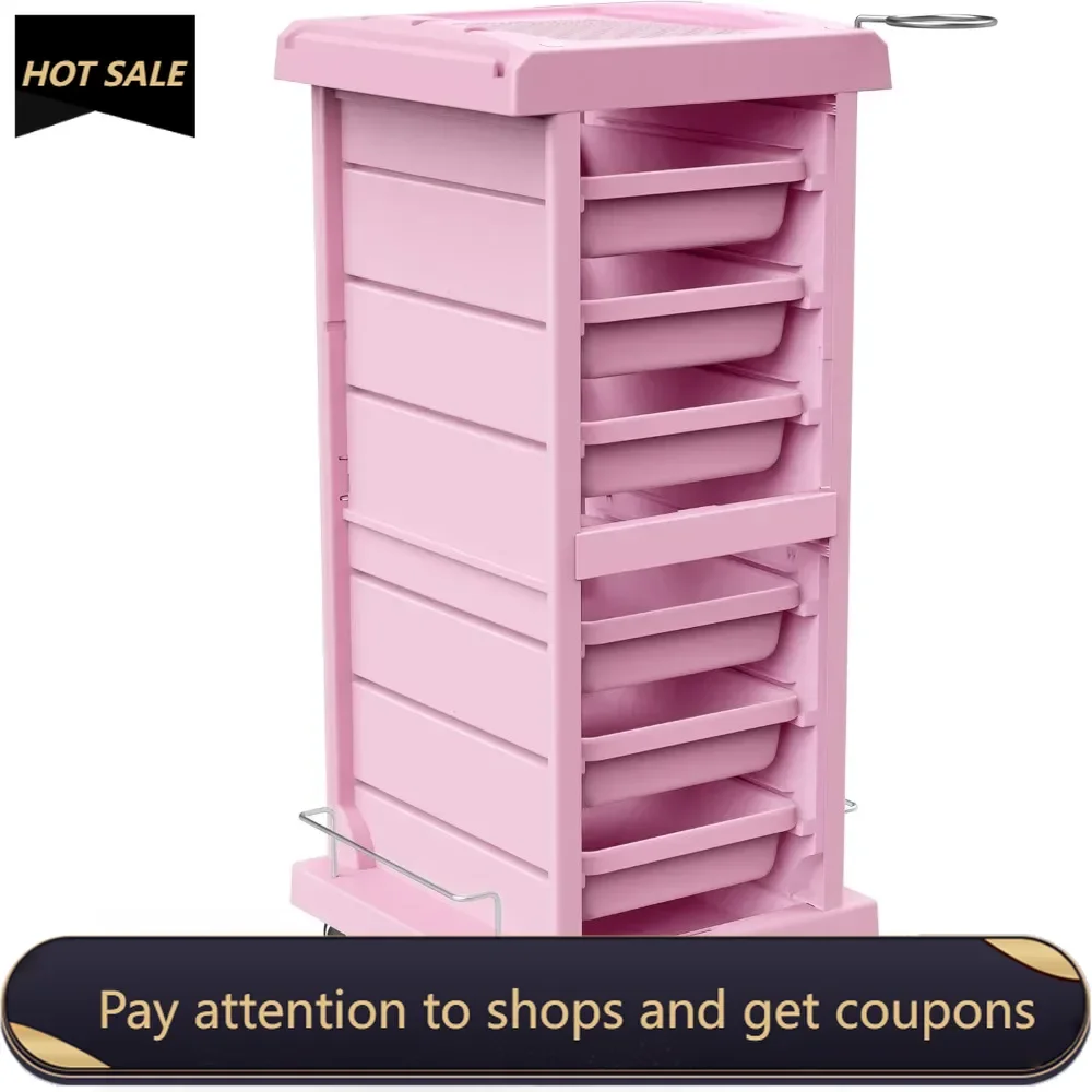 Salon Trolley Cart  Space Saving Salon Rolling Cart， Hair Salon Beauty Cart - 6-Tray -  Pink  Freight free