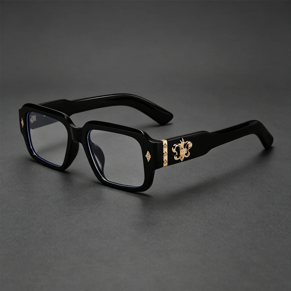 Hip-Hop-Stil, dicke Rahmenbrille, Vintage-Metallbrille mit Kreuzdekor für Männer und Frauen, modische Streetwear-Accessoires