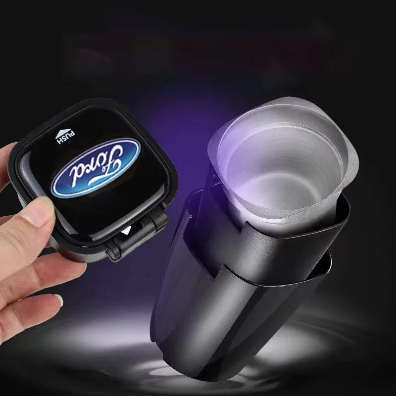 Universal Car ashtray with LED light cigarette Office Ashtray For Ford Fiesta Fusion Mondeo Mustang Ranger Transit Shelby GT