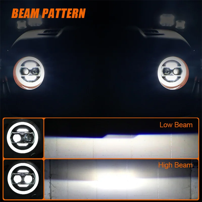 9 Inch Round LED Headlights for Jeep Wrangler JL 2018 2019 2020 Hi Low Beam with Halo DRL Turn Signal Headlamp