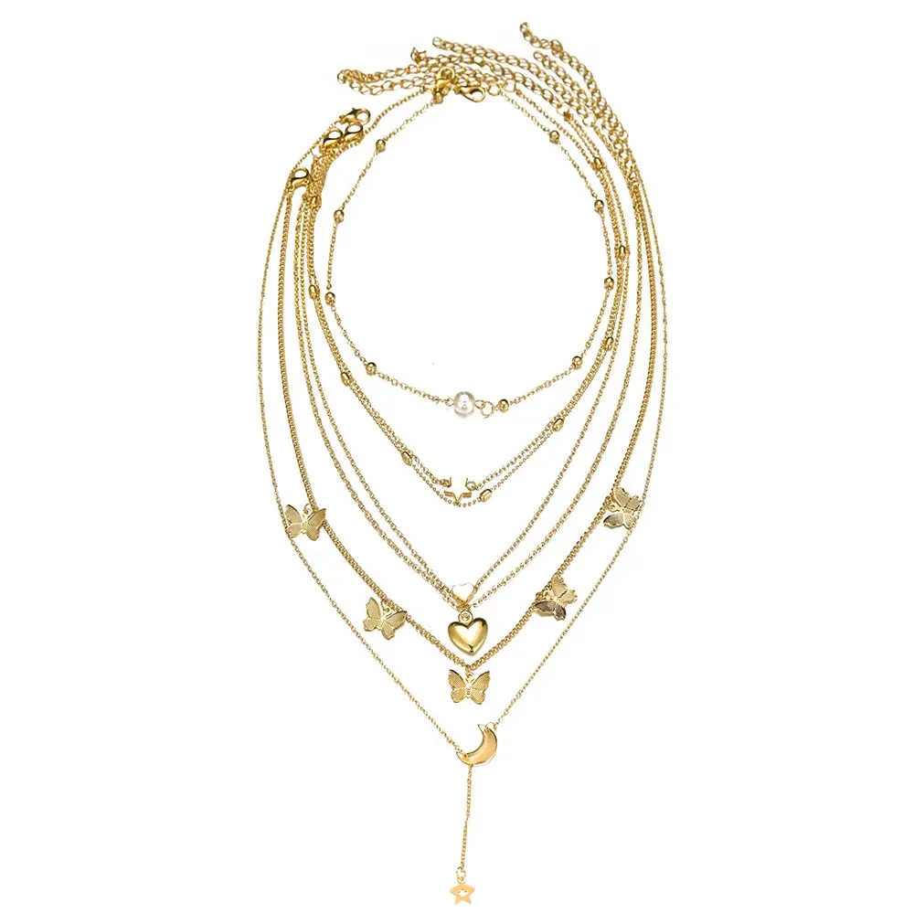 6pcs Necklace European And American Simple Temperament Lovely Atmosphere Star Moon Popular Lady Necklace Set For Women image 6
