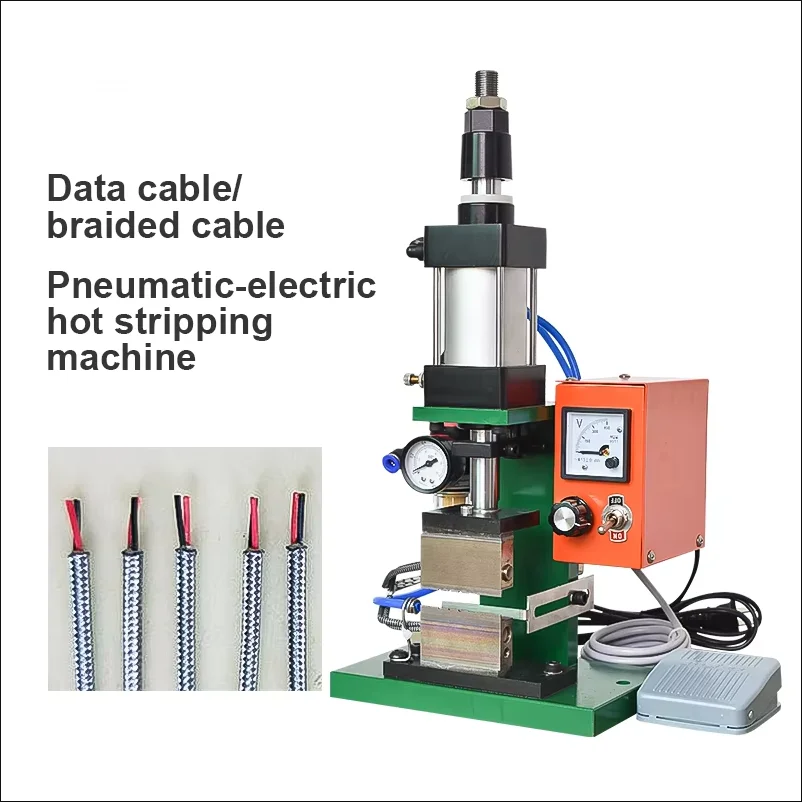 Pneumatic Heat Stripping Machine Nylon Data Cable Peeling Machine Nylon Braided Mesh Shielded Wire Vertical Hot Stripper