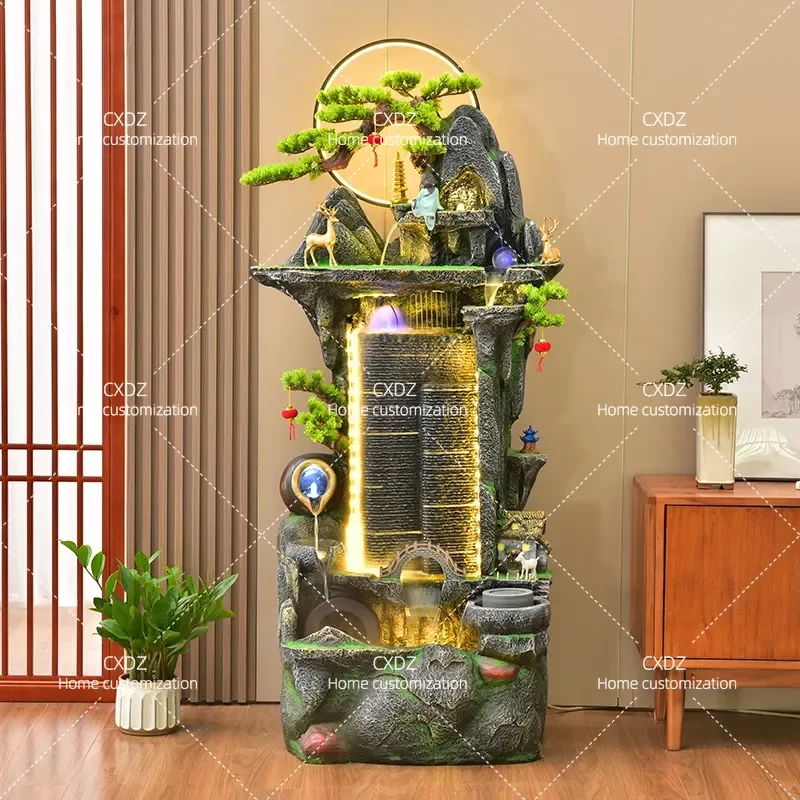 Rockery Flowing Water Fountain Circulating Landscape for Living Room Entrance Office Lucky Ornament Housewarming Opening Gift