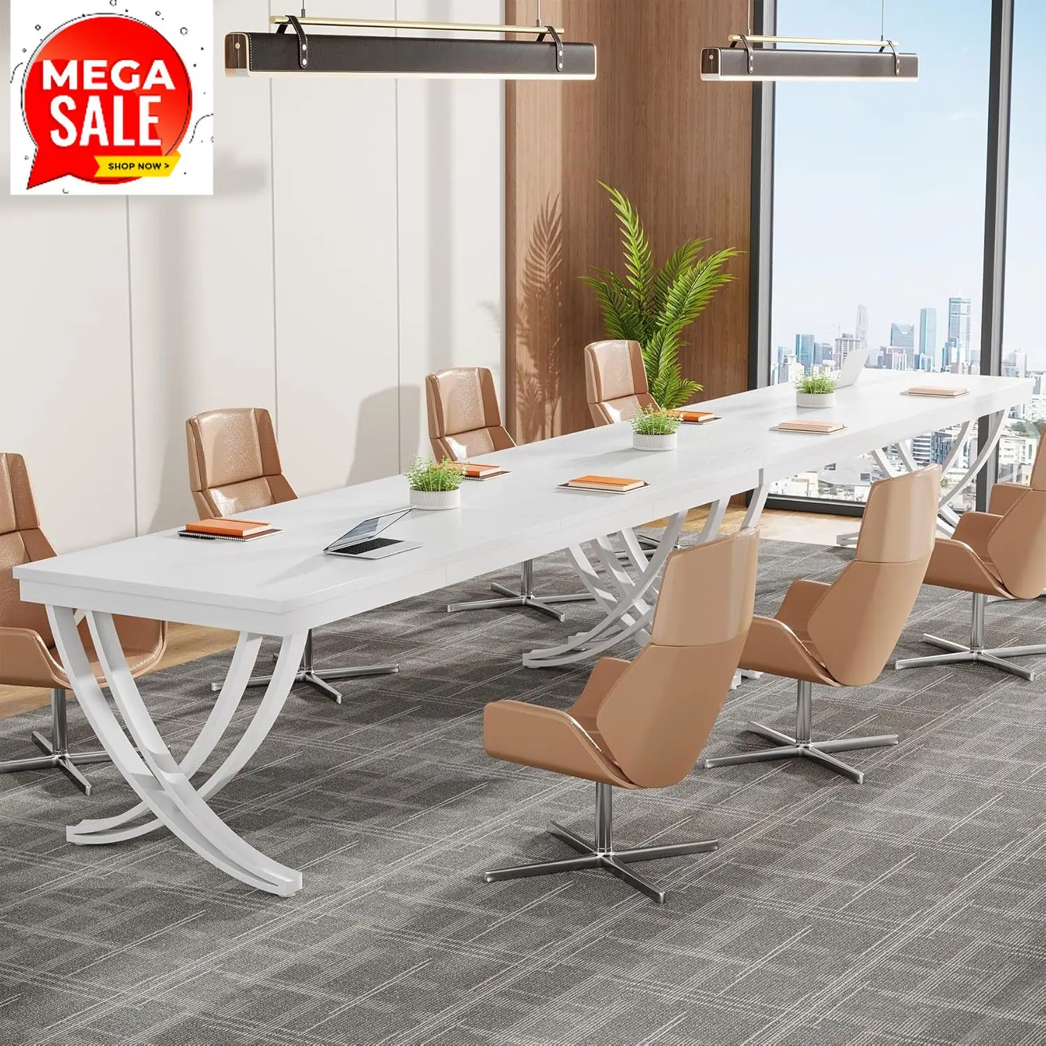 

Стол для конференций длиной 6,5 футов (78 дюймов) для 6-8 человек, прямоугольный стол для семинаров с прочной металлической рамой, мебель для бизнеса.