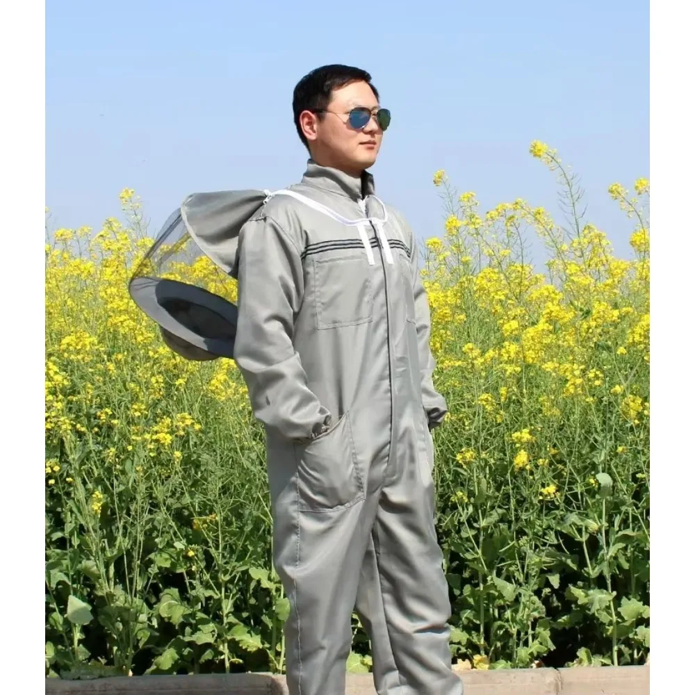 Beekeeper Suit Safety Protective Jacket with Hat for Anti Bee Fishing Breathable Veil Beekeeping Tools Bee-Proof Clothing 1 Set