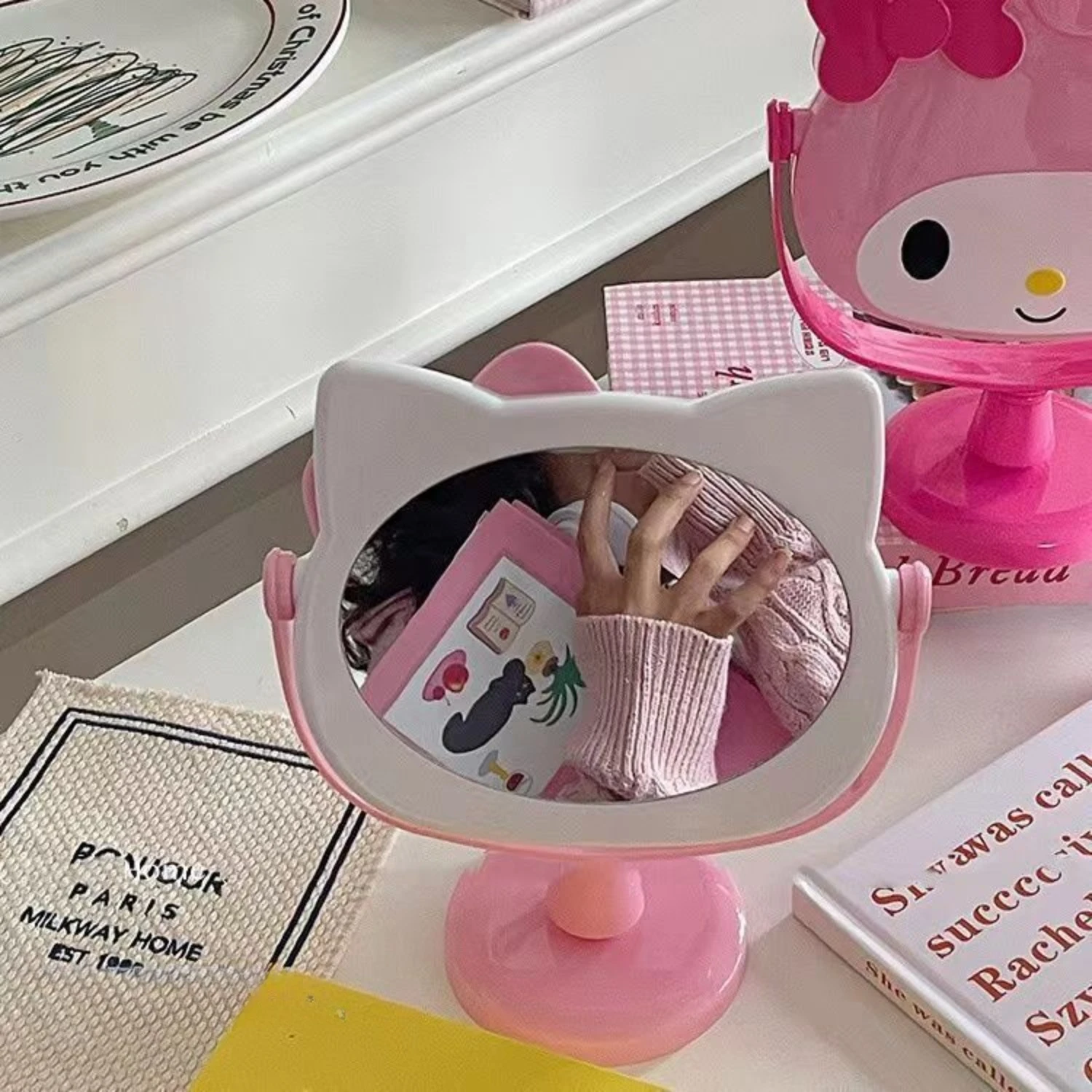 Kawaii Sanrio HelloKitty My Melody Cartoon Anime Cute Desktop Cosmetic Mirror Extra Portable Holiday Gifts Toys Bedroom Dorm view 5
