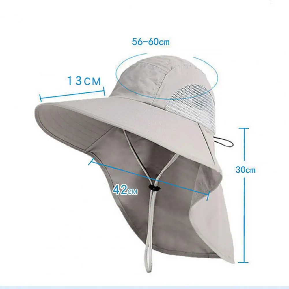 

Unisex Sun Hat Neck Protection Hollow Mesh Windproof Fixed Strap Anti-UV Foldable Sunscreen Breathable Fishing Outdoor Cap