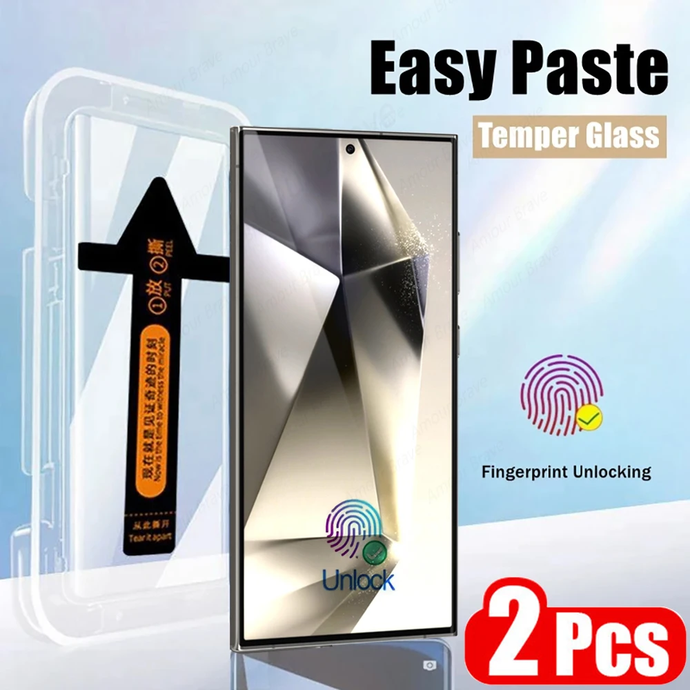 2PCS Dust Free Installation Glass For Samsung Galaxy S24 Ultra Screen Protector For Samsung S24 Plus Oleophobic Coat Accessories