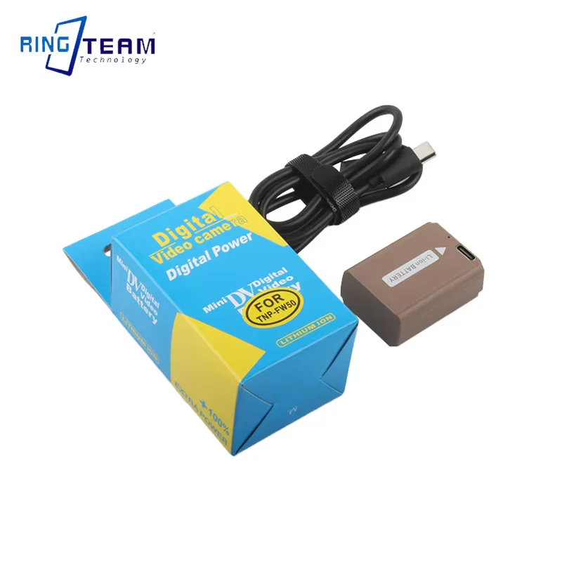 Batería de cámara TNP-FW50 NP FW50 de 1080mAh con entrada de carga tipo C para Sony Alpha a6500 a6300 a6000 a5000 a3000 NEX-3 a7R ZV-e1