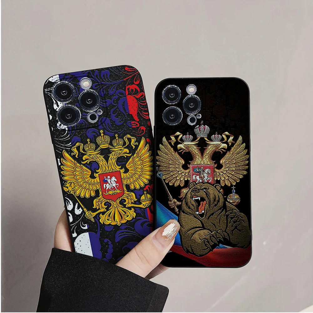 Russia Russian Flags Poccnr Emblem Phone Case For IPhone 11 12 13 14 15 16 Mini Plus Pro Max Silicon Black Soft TPU Cover