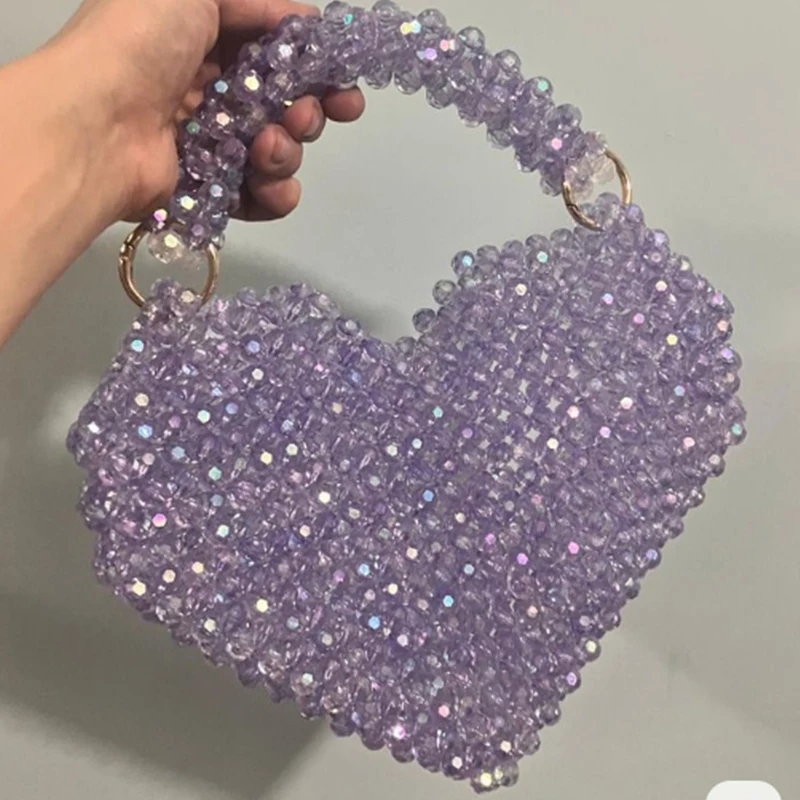 

Fashionable Love Ins Design Crystal Shining Ladies Handbag High Quality Texture Girl Party Banquet Bag Customizable Colors