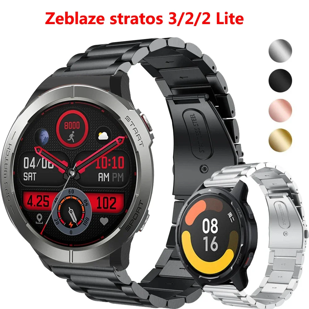 

22mm Watch Bracelet Strap for Zeblaze Stratos 3 2 Lite Smartwatch Stainless Steel Band for Stratos2 Metal Correa Wristband