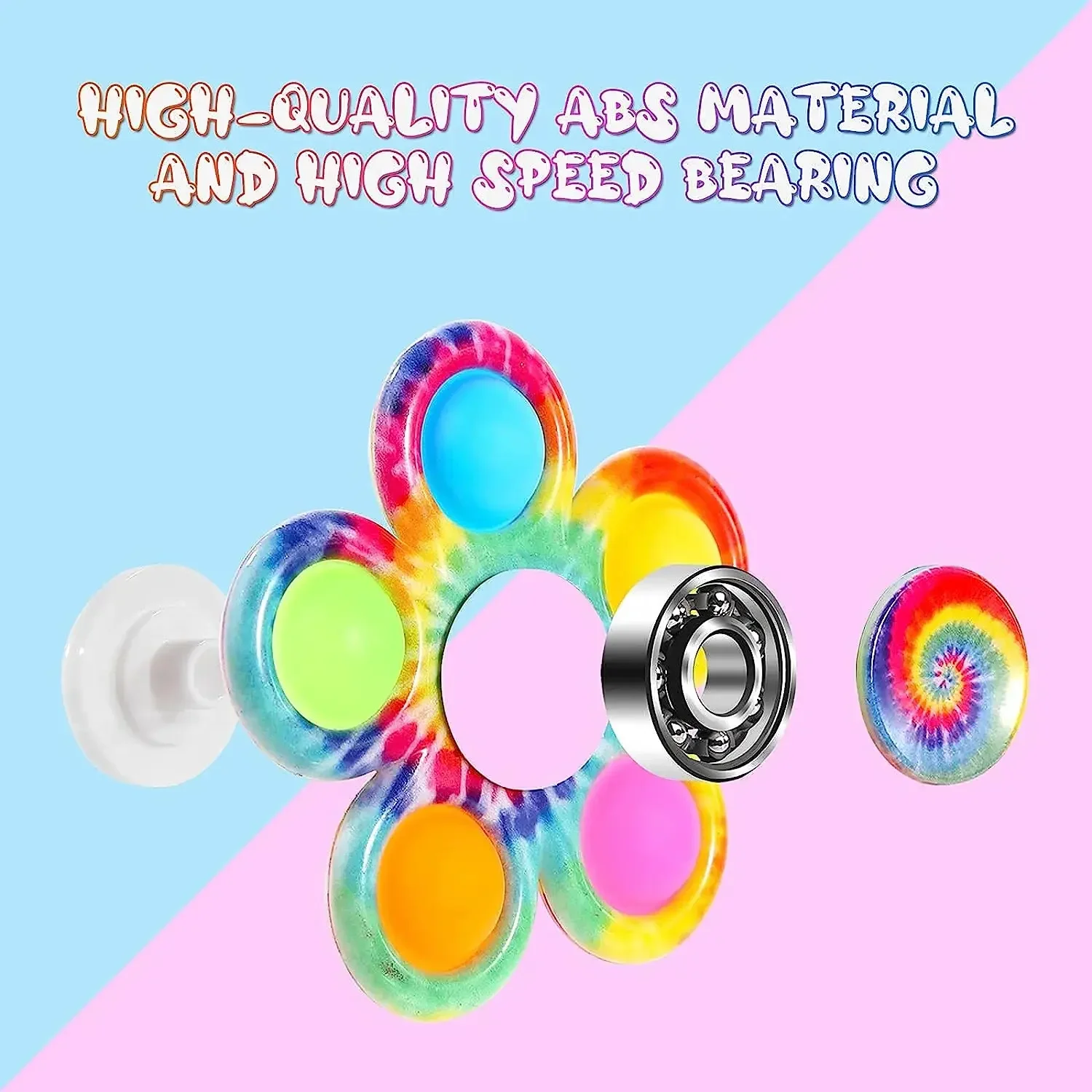 Tie Dye Simple Fidget Spinner para TDAH Ansiedade, Alívio do Estresse, Brinquedos Sensoriais, Finger Push Bubble, Hand Spinner, Presentes para Crianças