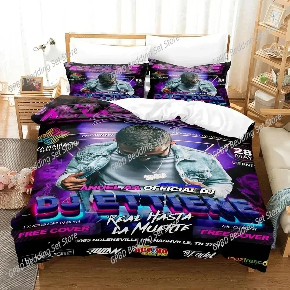 3D Print Anuel Aa Real Hasta La Bedding Set Duvet Cover Bed Set Quilt Cover Pillowcase Comforter king Queen Size Boys Adult
