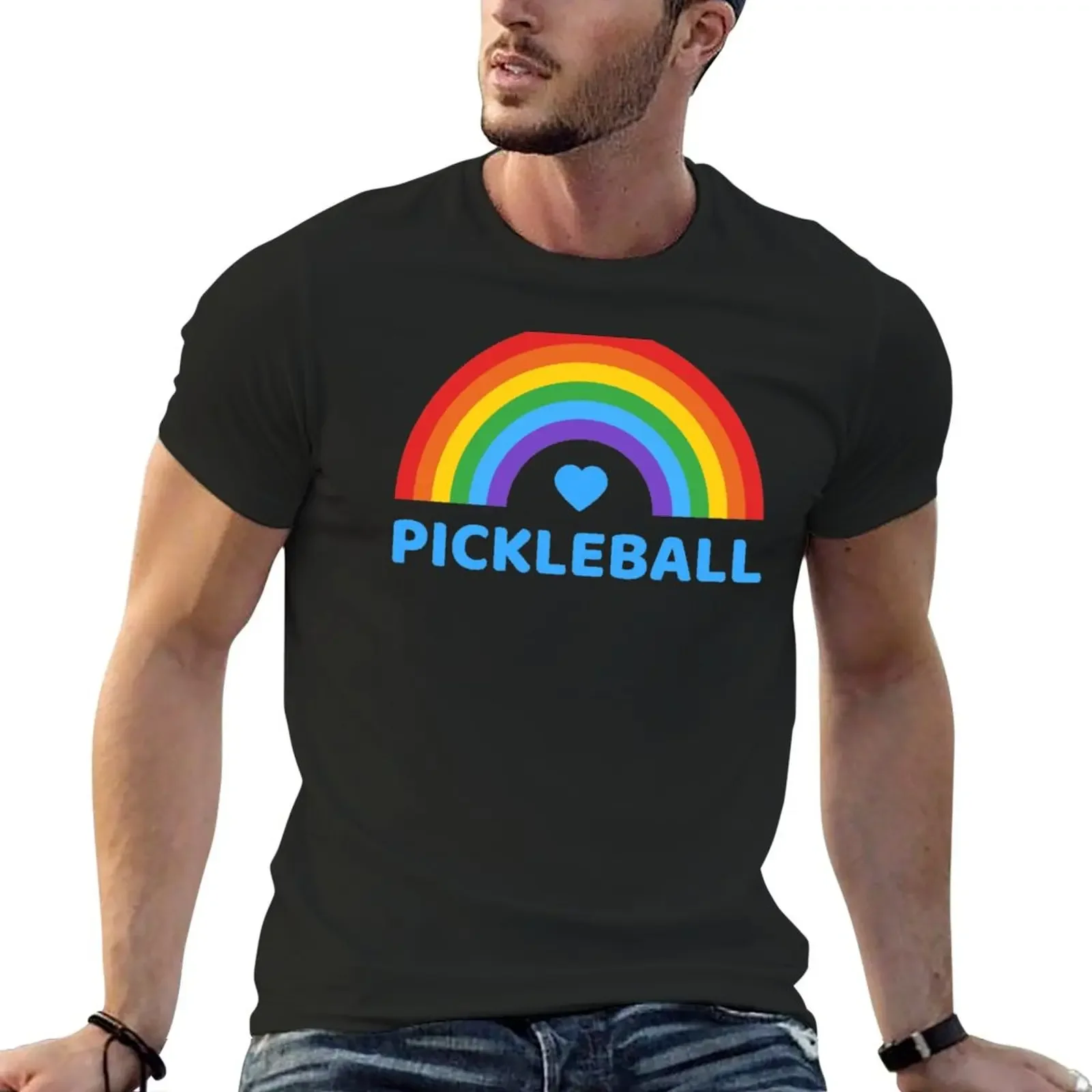 

Pickleball Rainbow T-Shirt Tee shirt sweat shirt boys whites heavyweights workout shirts for men