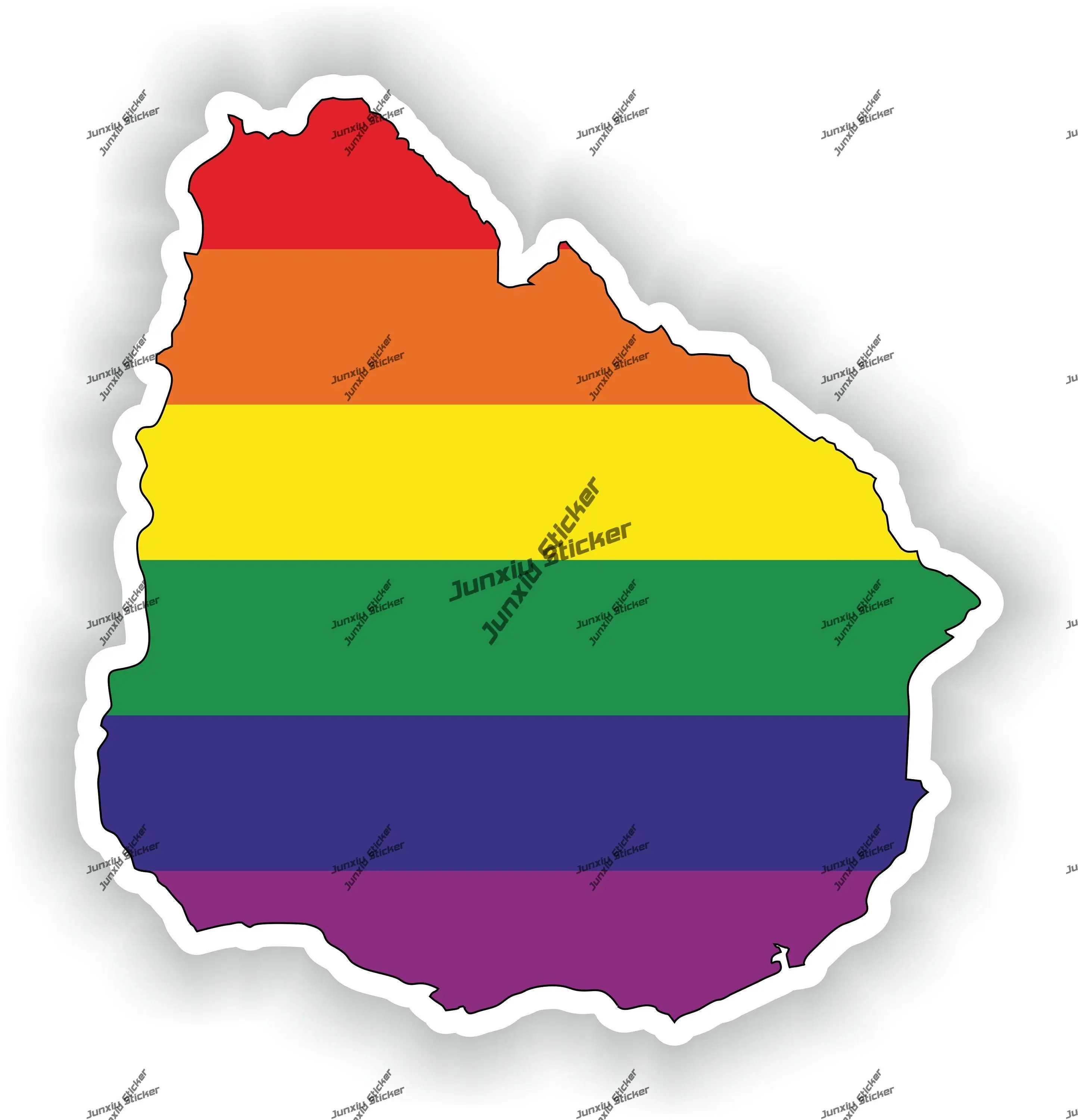 Uruguay Sticker Uruguay Transgender Pride Gay Rainbow Outline Decal for Car Laptop Fridge Window Reflective-silver Decoration