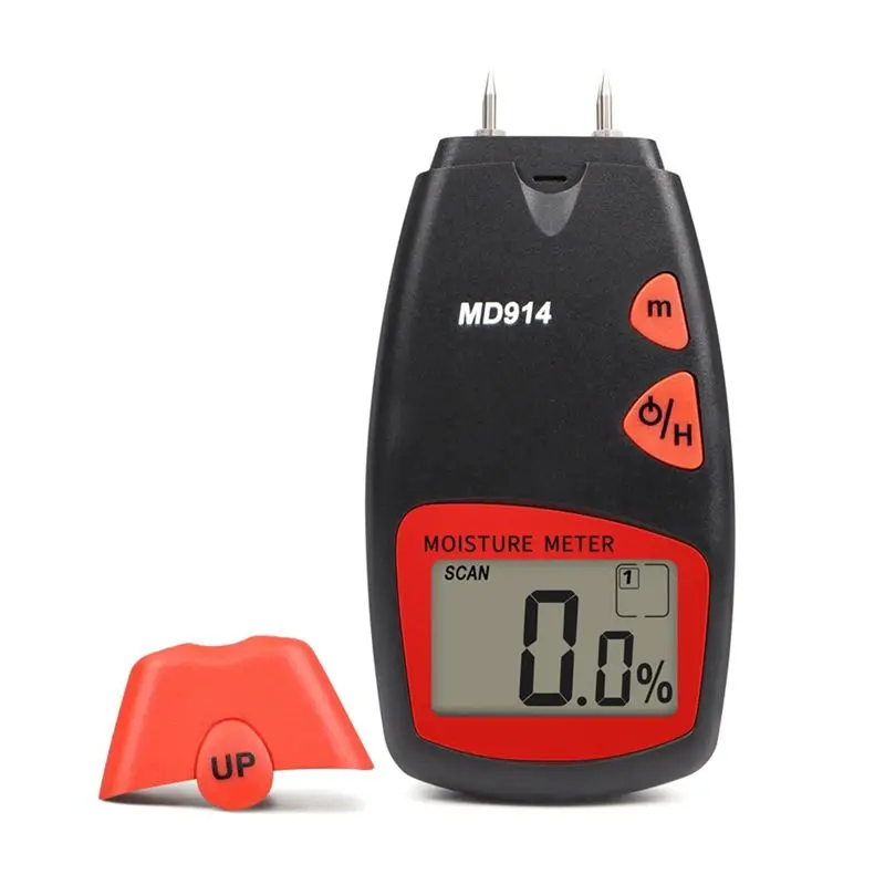 ABJI-Timber Digital Moisture Meter 2 Probe Paper Water Contain Tester Damp Detector Hygrometer 2% To 70% For Wood Bamboo