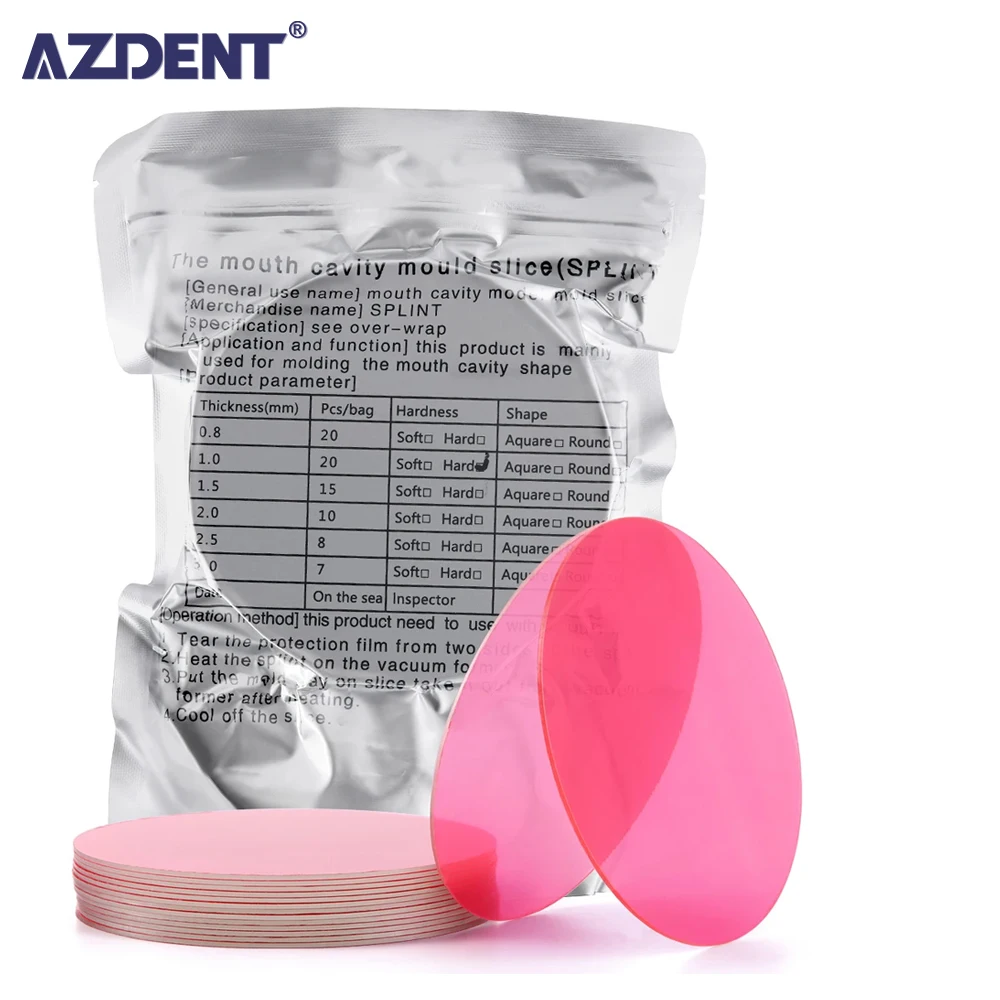 10/15/20 Pcs AZDENT Dental Orthodontic Splint Retainer Vacuum Forming Sheet Soft and Hard 1.0/1.5/2.0mm Plastic Material