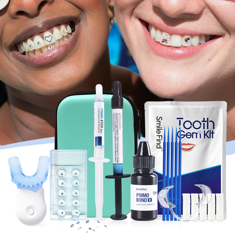 

Tooth Jewelry Kit Home Tooth Gem Set Etching Gel Orthodontic Adhesive UV Curing Light Crystals Jewelry Kit Orthodontic Material