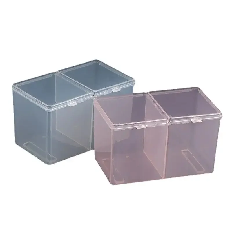 

Double Well Empty Grid Portable Storage Box Wipe Pad Cotton Swab Stick Makeup Tool Container Nail Accessories Products