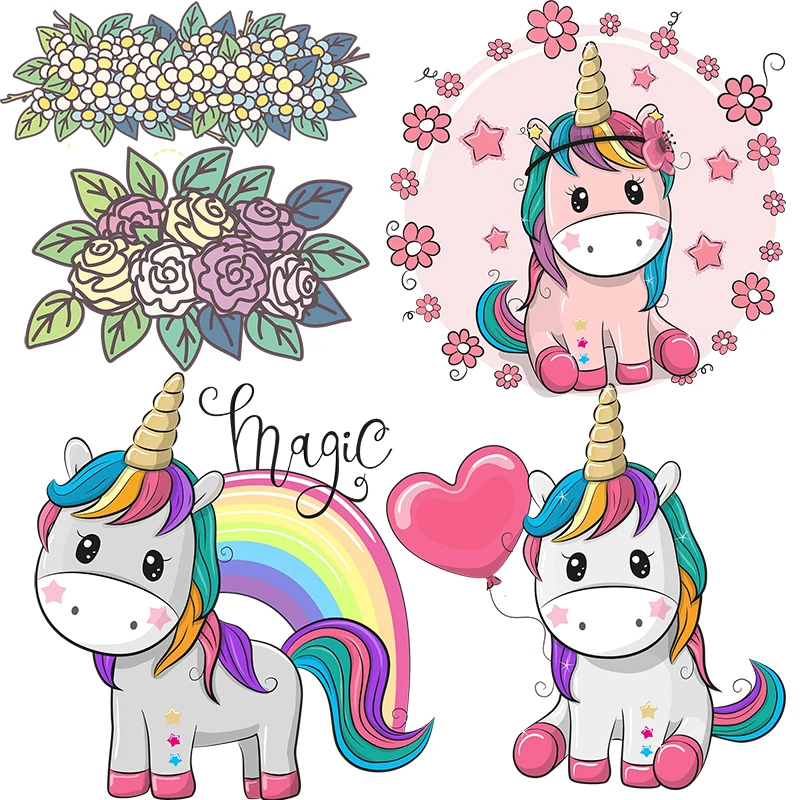 Three Ratels QCF3 Lovely cartoon bouquet rainbow pony fun children's bedroom wall sticker