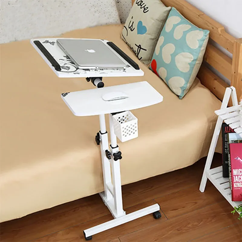 Mini Mordern Design Bed Side Table Desktop Adjustable Height Liftable For Laptop Desk Notebook Stand Tray With Wheel Movable