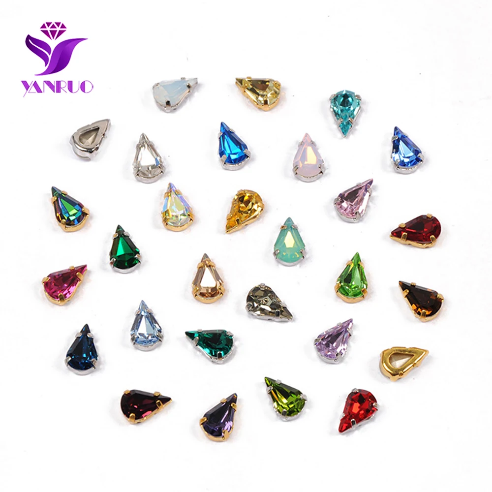 

YANRUO 4300, грушевидные стразы, кристаллы, швейные стразы, сшитые бриллианты, поделки для моды и украшения дома, ювелирные изделия