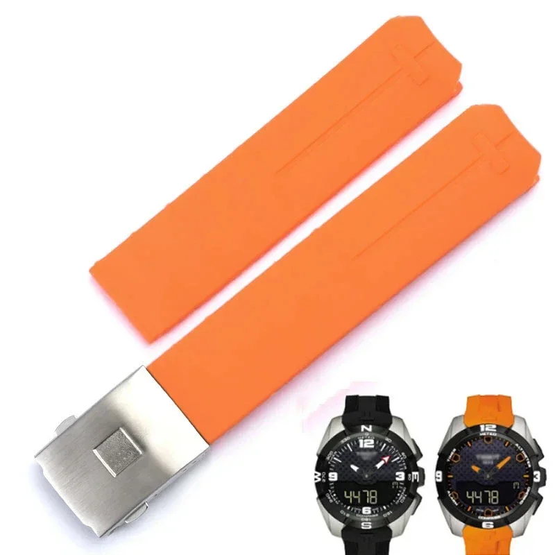 High quality Silicone strap For Tissot 1853 Tengzhi T-Touch original T013 Rubber watch band T047T081T33 Black Orange  watchbands