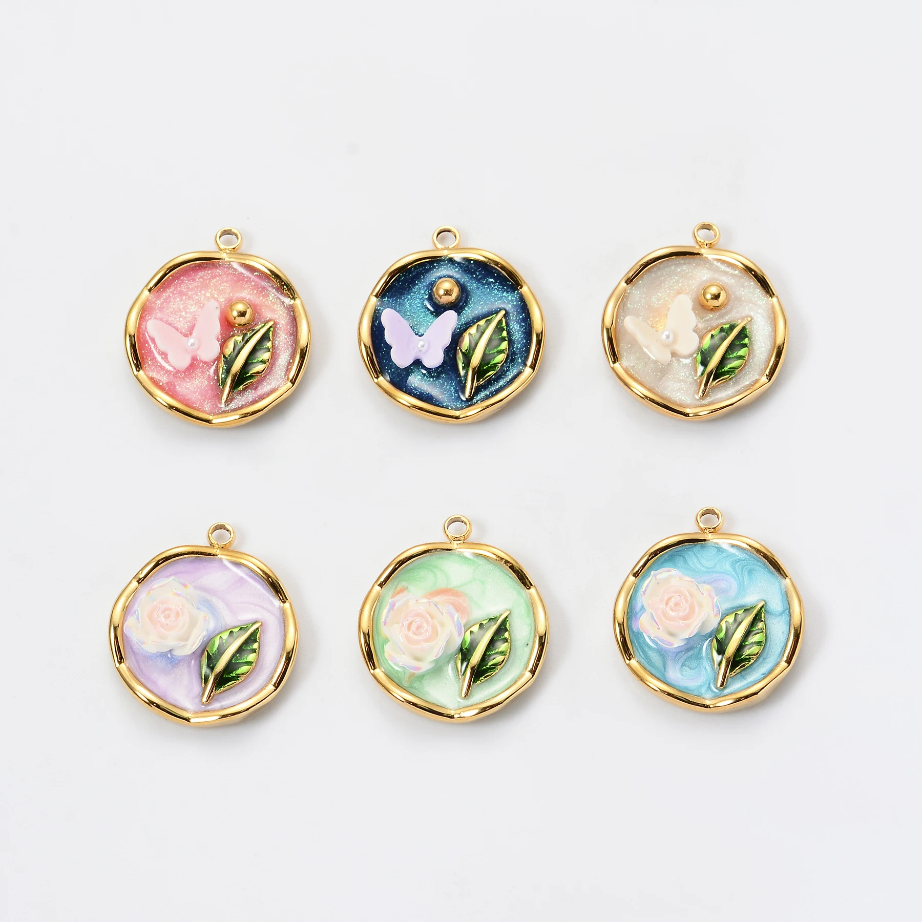 

10Pcs Wholesale Flower Plant Round Pendant Making for Necklaces Earrings Fashion Jewelry DIY Handmade Accessories