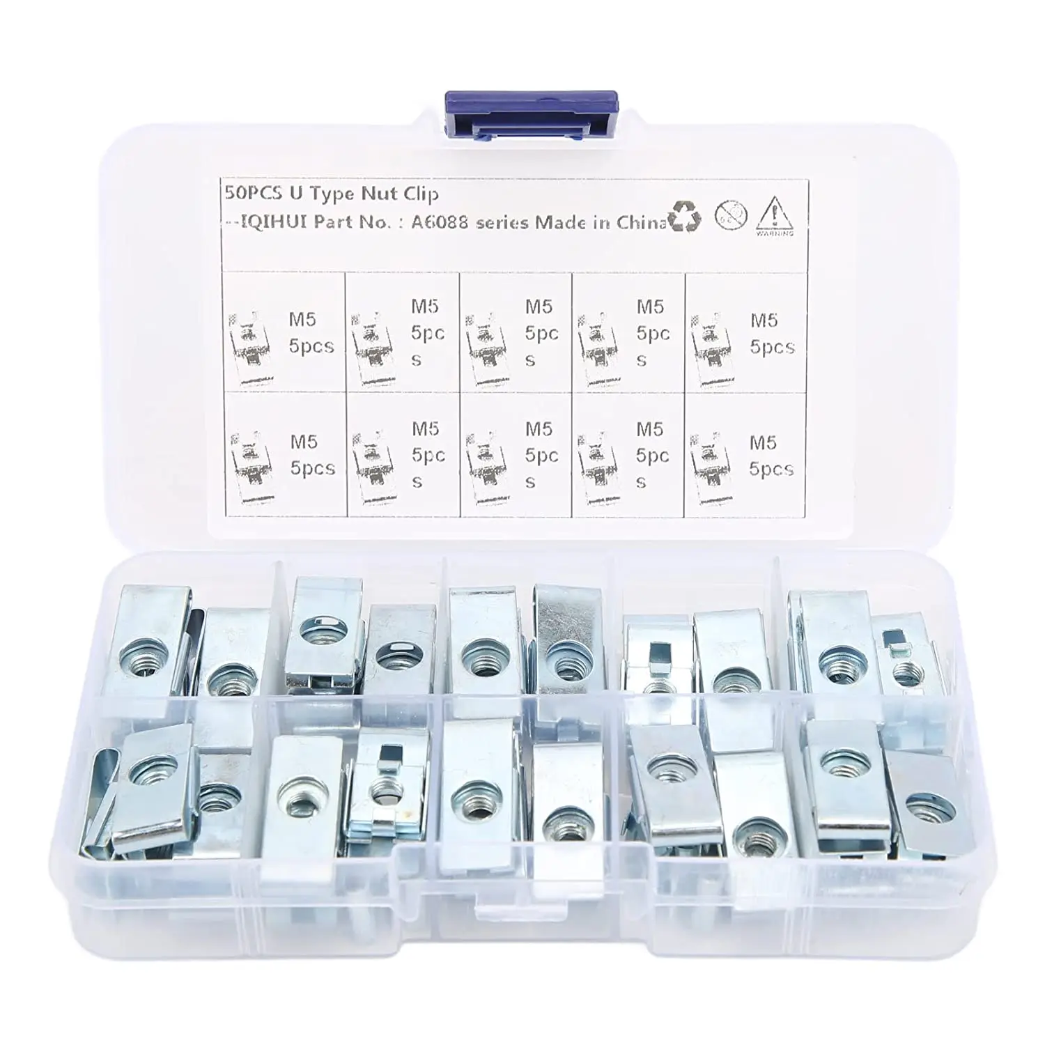 50pcs Car U-Shaped Clip Nut Strong Rust Resistance Auto Fastener U-Type Clips Set for Body Panel M5 Nuts & Bolts Assortment Sets