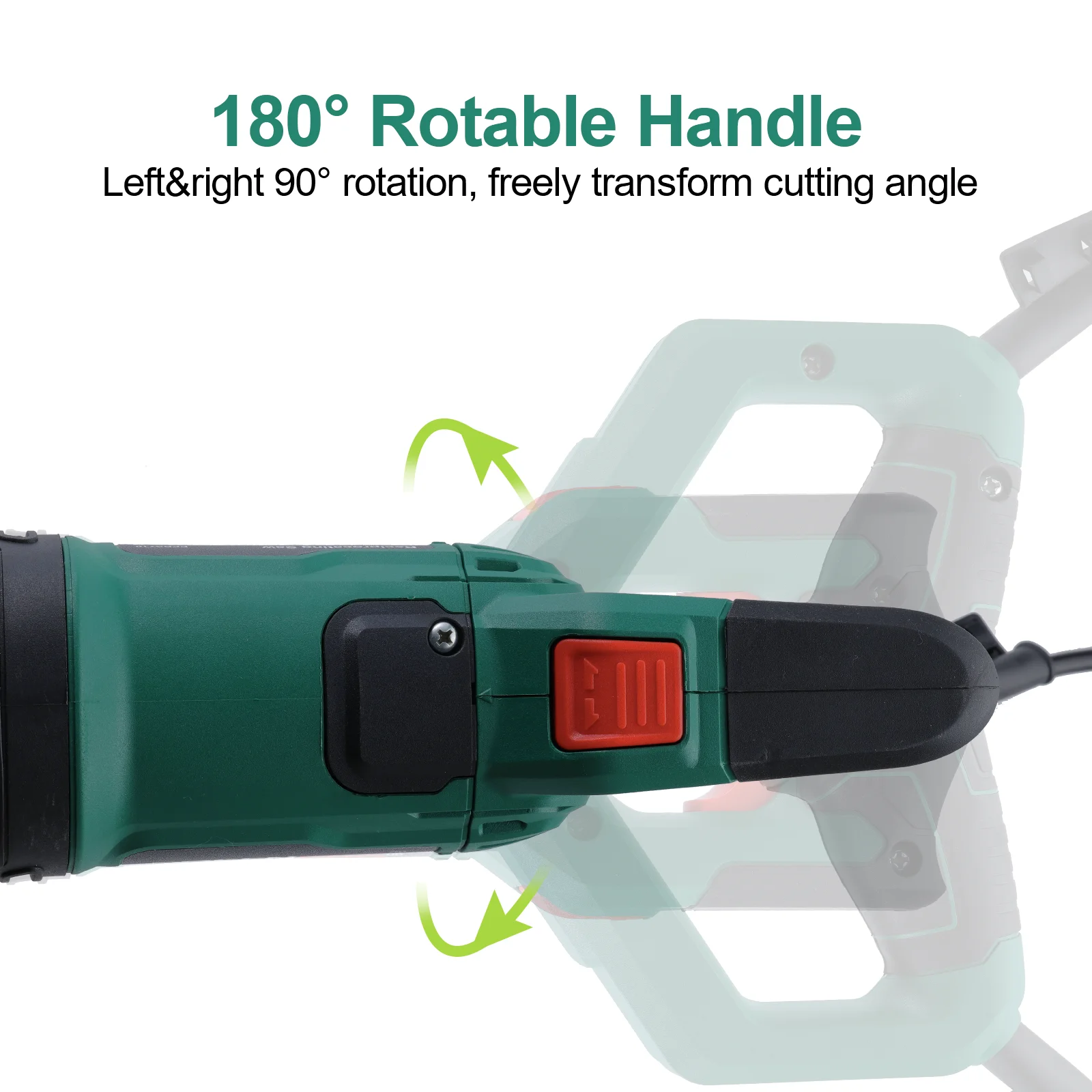 Piła szablasta elektryczna 710W, piła szablasta z regulacją prędkości, uchwyt obrotowy 180 stopni, zestaw 2 brzeszczotów do drewna/żelaza