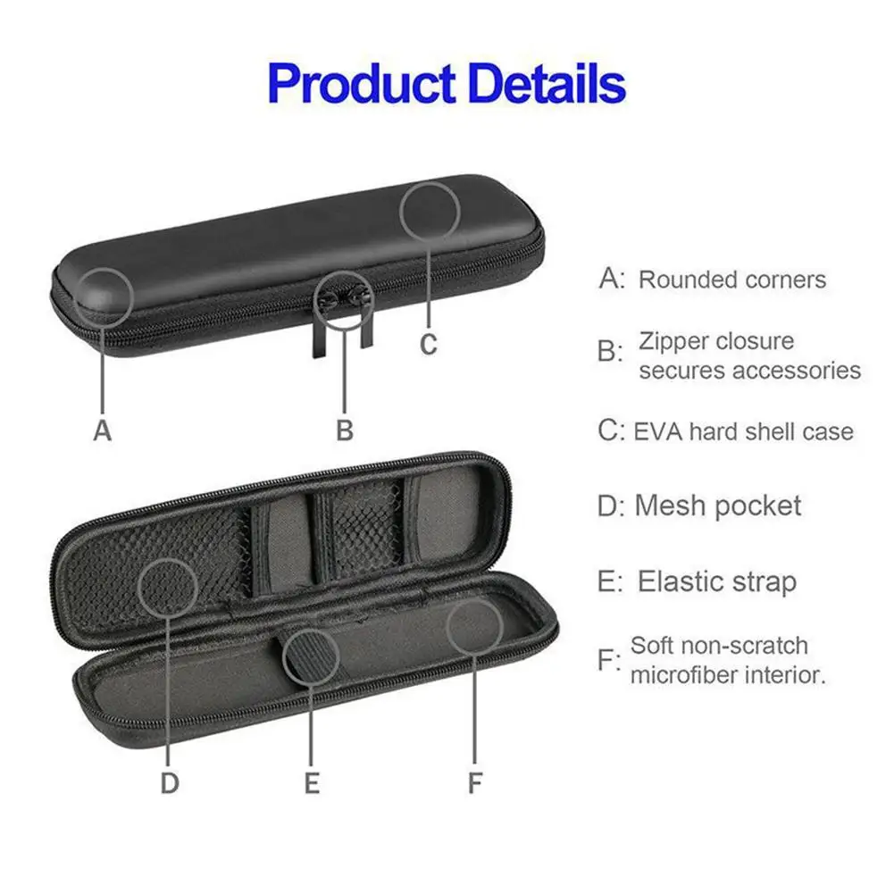 Black EVA Hard Shell Stylus Pen Pencil Case Holder Protective Carrying Box Bag Storage Container For Pen Ballpoint Pen Stylus