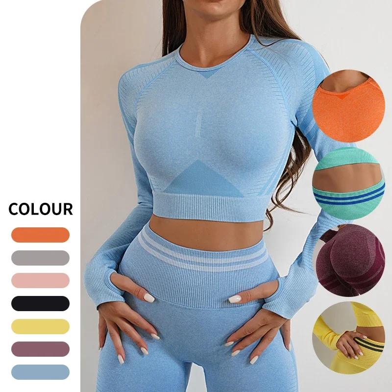 2Pcs Seamless Yoga Set Women Gym Set Crop Top Bra Scrunch Leggings Workout Outfit Fitness Wear Sports Suits Sportswear Woman Gym