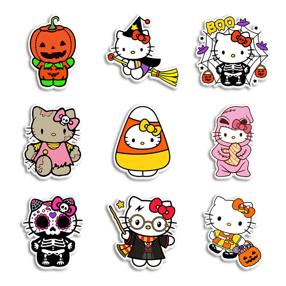 10pcs/lot Sanr Halloween Hello Cat Resin Planar Transparent Glitter Acrylic Flatback for Badge Hair Bow Keychain Decoration view 4