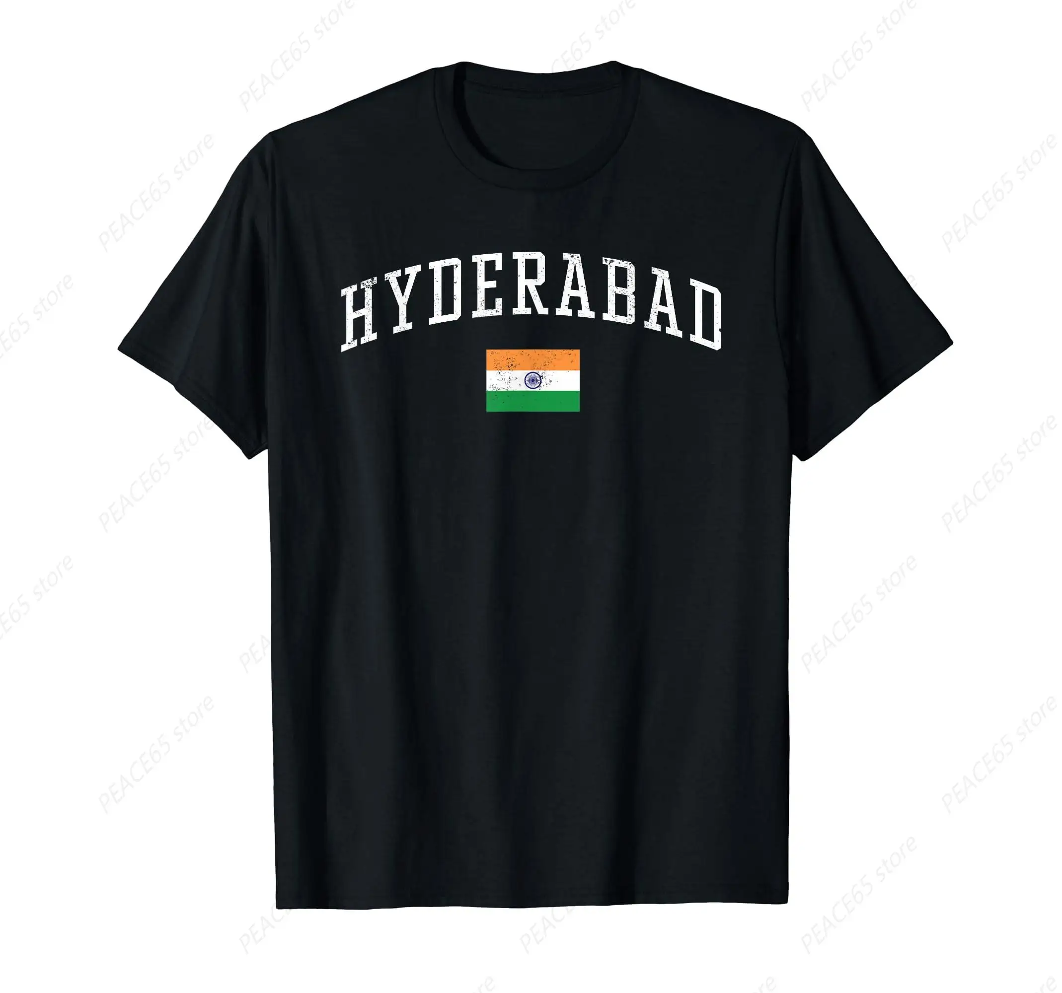 Vintage Hyderabad India Country Flag Souvenir Vacation T-Shirt Graphic Tee Funny Vintage Y2k Top Aesthetic Clothes