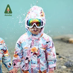 Amila Baby Children Coat 2024 Winter New Multicolour Hooded Slight waterproofing antifouling Oil proof Warm  Baby Clothing