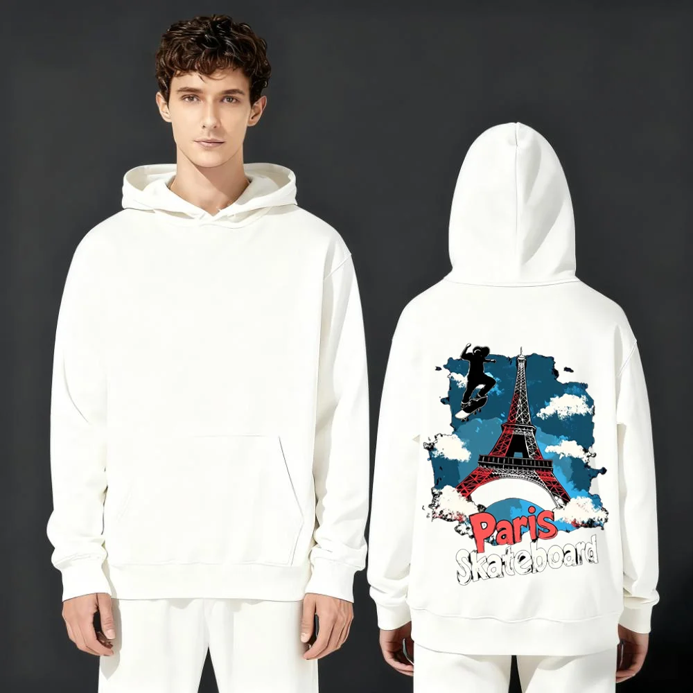 

This 2025 new trendy fashionable casual and loose 330G hooded sweatshirt features American street style graffiti letter prints